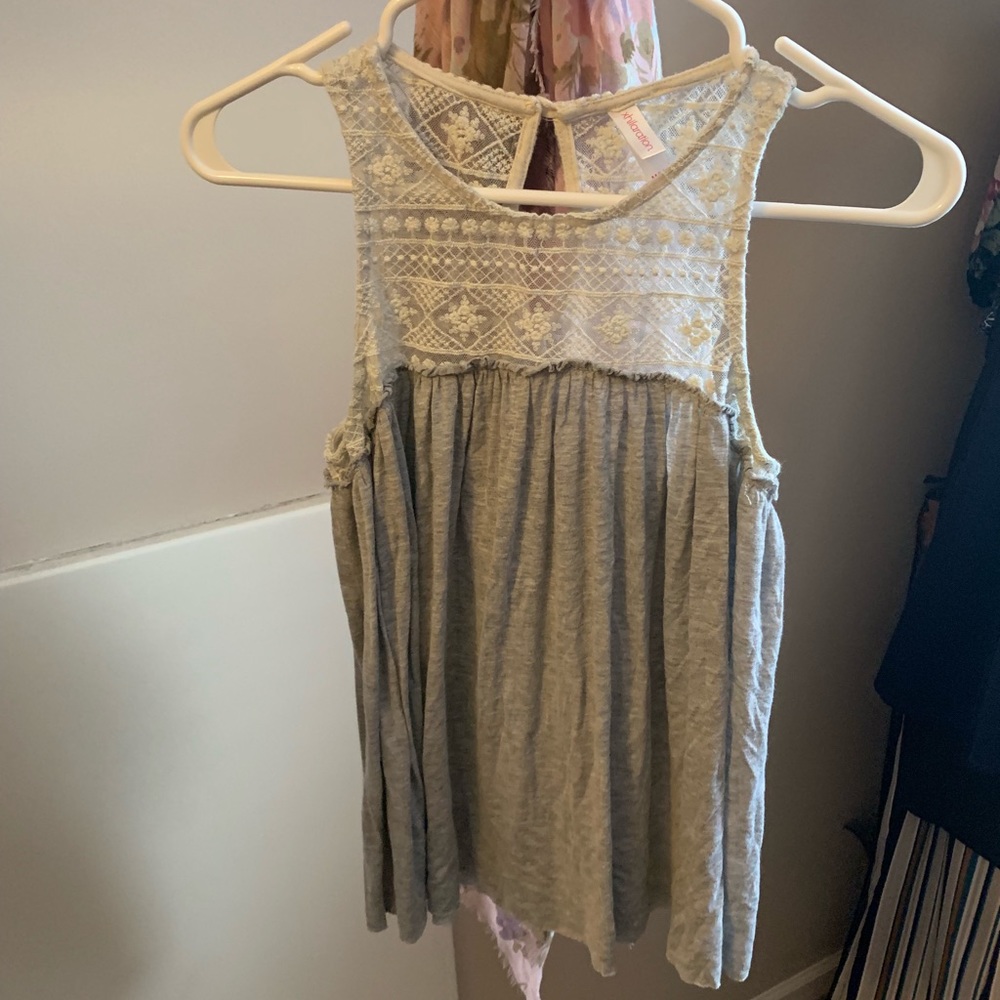 Grey/Lace Tank Top